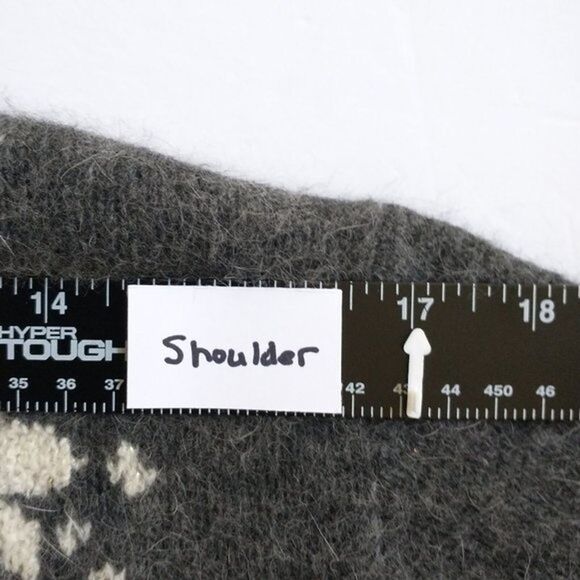 Valerie Stevens L Lambswool Angora Full Zip Cardigan Snowflake Fair Isle Holiday - Picture 13 of 16